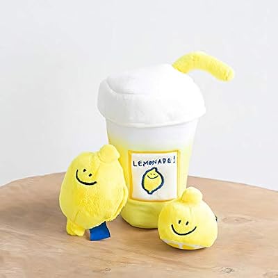 Coco Emporium Lemonade Crinkle Squeaky Dog Toy for Small, Medium Sized Dogs, Hide and Seek Puzzle Pup Toys, Designer Dog Toys, Brain Stimulating, Interactive, Plush, Nosework, Crunchy Food Dispenser