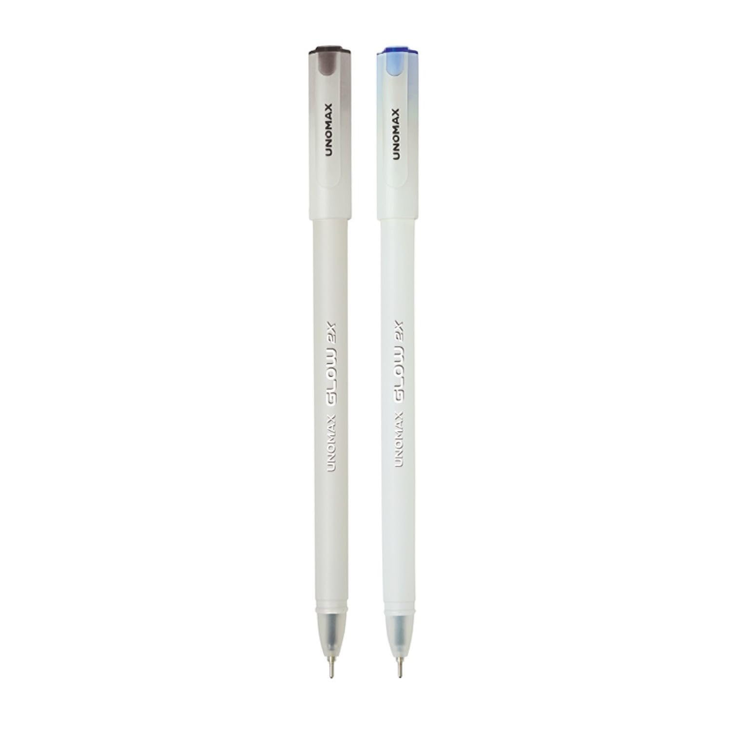 Unomax Glow 2X Liquid Ball Point Pen | Matt Finish Glow in Dark Body | Double Writing Length | Jet Ink Technology (Pack of 20) (Blue and Black)