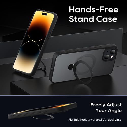 Coque magnétique pour iPhone 15 fine anti-rayures avec support bague - 4