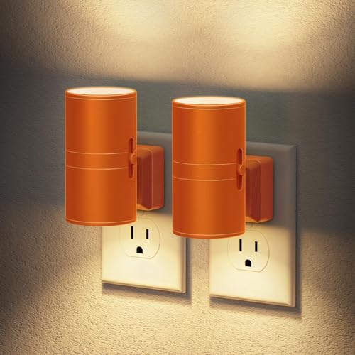 Image of JandCase Night Lights Plug into Wall, Dimmable Night Light Plug in with Orange Shade, Modern Night Lights with Dusk to Dawn Sensor, Soft White 3000K, 0-100LM Nightlight for Hallway Bedroom, 2 Pack