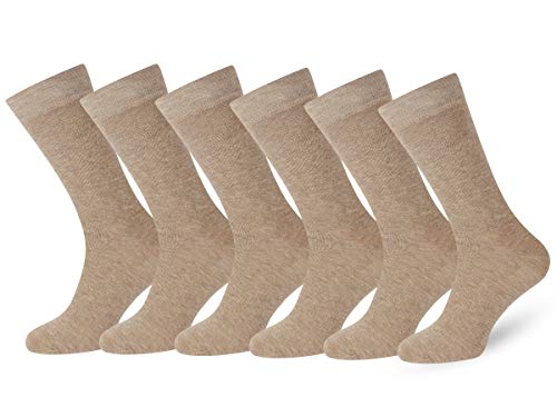 Easton Marlowe - Lot 6 Paires - Chaussettes Unies Homme Femme Coton Peigné - 6pk #3-7, Sable Beige - 39-42 EU shoe size