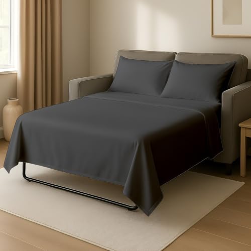 Cottingon 4-Piece Sleeper Sofa Sheets, Microfiber, Dark Grey