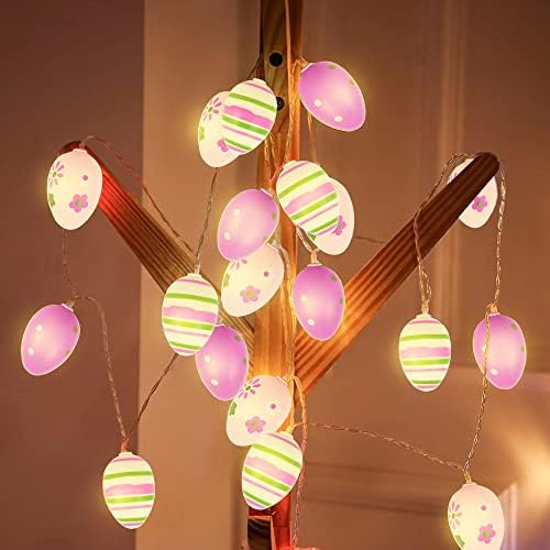 NJN Easter Decorations Easter Eggs String Lights Battery Operated 10 ft 20 LED Fairy String Lights for Easter Decor Party Home Indoor Outdoor Garden Decorations (Color 4)