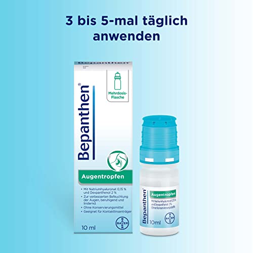 Bepanthen Augentropfen | trockene, juckende oder brennende Augen | langanhaltende Befeuchtung | fördert Regeneration |1 x 10ml