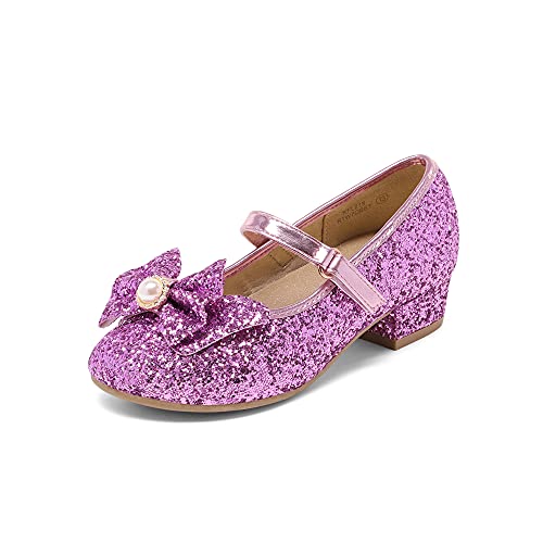 Image of DREAM PAIRS Girls Dress Shoes Princess Shoes for Toddler Little Girl Mary Jane Low Heels Glitter Flower Party Wedding Footwear