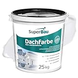 SuperBau Dachfarbe Weiß 25 kg (≈62,5m²) Wasserdicht Fassadenfarbe für Außen Dachbeschichtung für Blechdach Bitumen Dachpappe Schindeln Putz