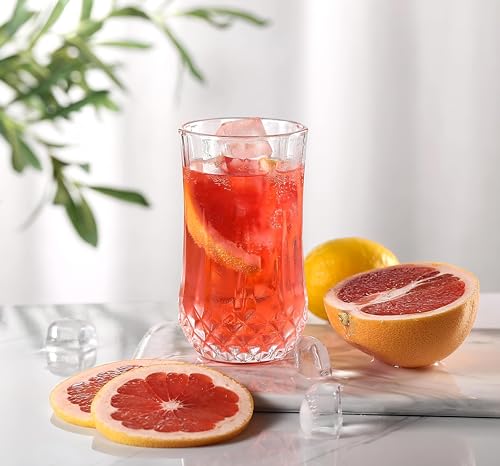 Image of Water Glass, Juice Glasses Set of 6, 300ML, Drinking Glasses Set for Juice, Water, Cocktail, Soda, Mojito, Beer, Wine, Ideal for Home, Hotel, bar, Restaurant, Cafe (Crystal RAJWADI)