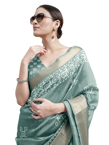 Image of MIRCHI FASHION Women Saree Cotton Silk Batik Block Printed | Breathable Office Wear and Regular Use Sari with Blouse Piece