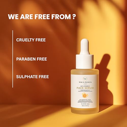 Image of Wise & Secrets Luxury 22% Vitamin C Face Serum | Dermatologically Tested | Brightening, Pigmentation Care & Skin Rejuvenation | For All Skin Types | 30ml