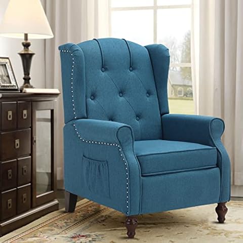 VUYUYU Wingback Recliner Chair, Push Back Arm Chair with Heat and Massage, Tufted Single Sofa for Home, Living Room, Office, Bedroom (Blue) Cover