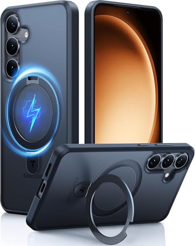 Image of AIBEX Back Cover for Samsung Galaxy S24 Plus 5G MagSafe Compatible with OStand Ring Kickstand Magnetic Metal Alloy Ring | Wireless Charging | Slim Resistant Armor | Shockproof Protective Case- Black