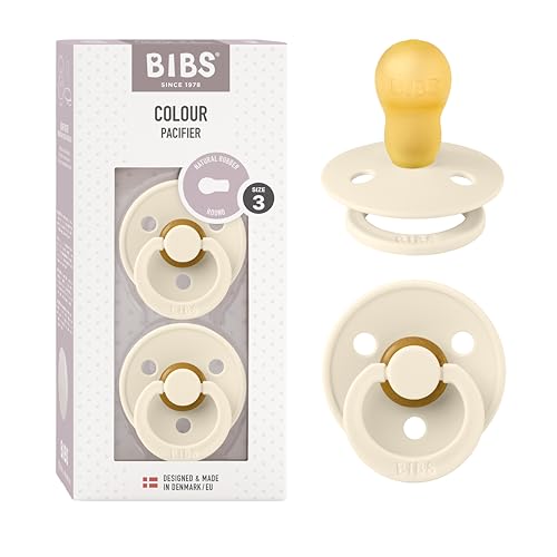 Tétine BIBS Colour. Lot de 2 sucettes. Sans bisphénol A, Téterelle ronde. Latex de caoutchouc naturel, Fabriqué au Danemark, Taille 3 (plus de 18 mois),...
