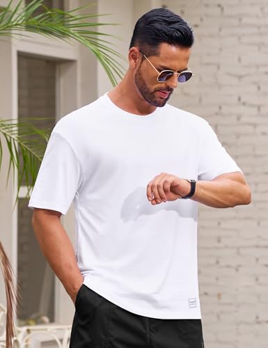 Cotrasen Men's T-Shirts Premium Cotton Short Sleeve Crew Neck Tees Classic Solid Basic Tshirt Casual Loose Fit Tee Shirts3