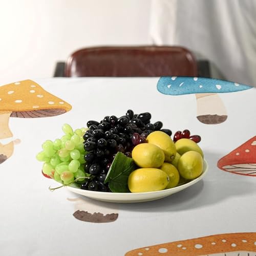 Nappe rectangulaire motif champignon rétro imperméable table