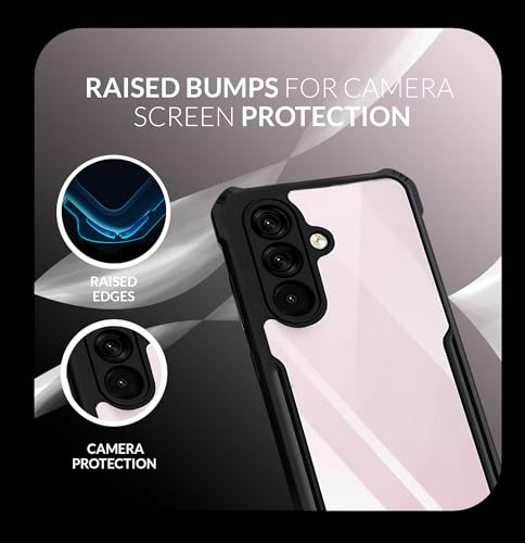 Image of Back Cover Case + Screen Protector for Samsung Galaxy A56 5G | Transparent Black | TPU & PC Anti Yellow Mobile Phone Case Cover for Samsung Galaxy A 56 / A56 5G | 360 Degree Protection