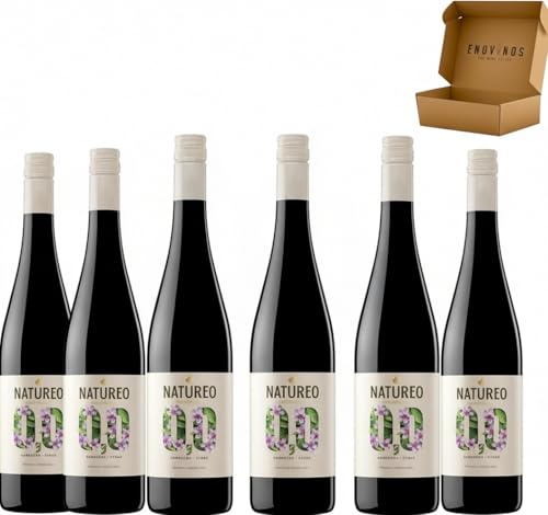 Vino Natureo Garnacha Syrah Vino Tinto desalcoholizado - Bodegas Torres - 6 botellas de 75 cl - Mejor Vino Sin Alcohol - Mejor Seleccion ENOVINOS THE WINE BRAND