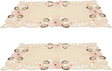 2pack Round Lace Doilies European Flower Embroidered Placemats Vase Mat | Seychelles