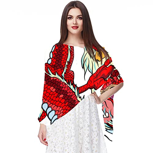 Écharpe traditionnelle chinoise en mousseline pour femme avec motif nuages élégant Multicolore 08
