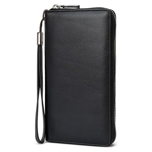 Bveyzi Women RFID Blocking Wallet Leather Zip Around Phone Clutch Large Capacity Ladies Travel Purse Wristlet (Black)