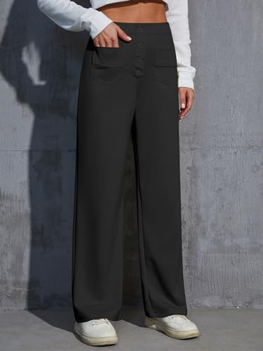 Work Pants for Women Stretchy High Waisted Wide Leg Business Casual Trousers 2025 Women's Dress Pants with Pockets4