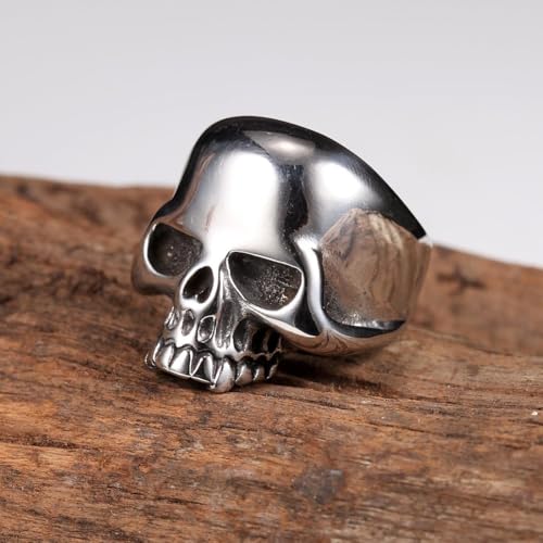 Stainless Steel Men's Cool Skull Head Solid Ring Punk2