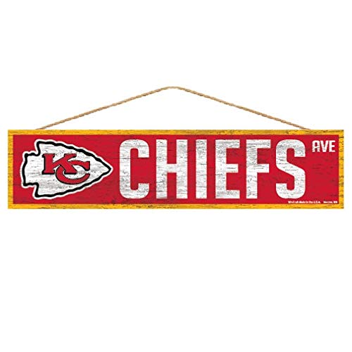 WinCraft Panneau des Chiefs de la NFL Kansas City - Motif Wood Avenue - Couleur de l'équipe - 10,2 x 43,2 cm