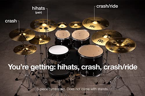 Meinl Cymbal Set Box Pack With 14” Hihats, 18” Crash/Ride, Plus A Free 14” Crash – Hcs Traditional Finish Brass – Made In Germany, Two-Year Warranty (Hcs1418+14C) #TOP2