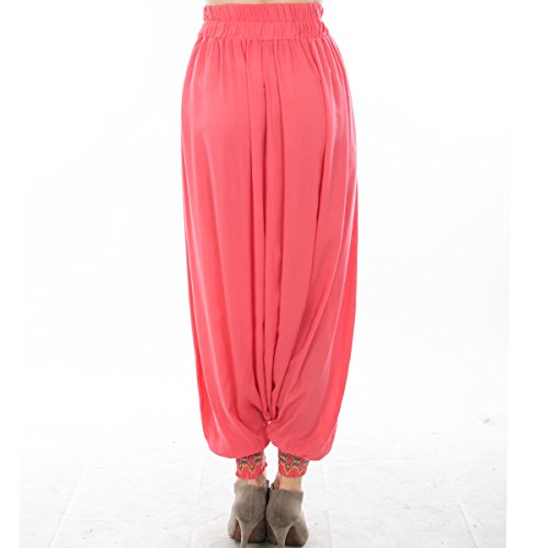 Women's Harem Pants Super Soft 100% Rayon Loose Fit (M/L, Coral)4