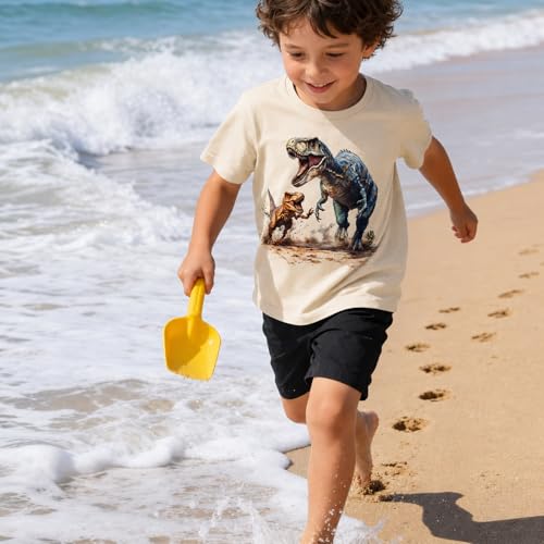Image of Dinosaur Shirt for Kids Boys Girls Funny Toddler Dino Short Sleeve Graphic Cotton Tee Top 2-7T