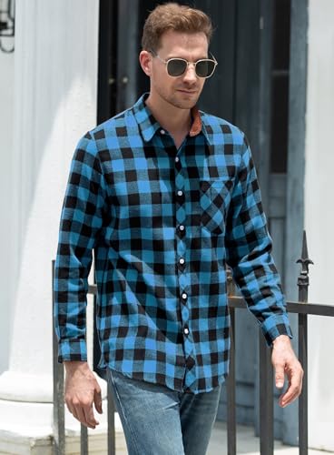 Image of Betusline Boy and Men Button Down Plaid Shirt