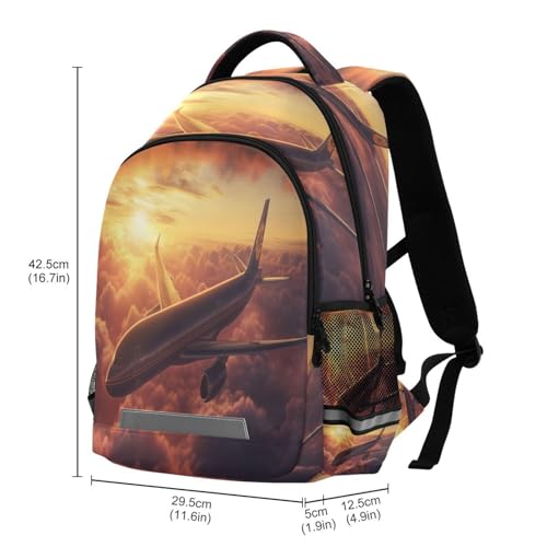 Airplane Flying above Clouds Backpack for Boys Girls Kids Elementary Bookbag School Bag Students Daypack Travel Rucksack3
