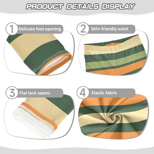 ALAZA Girls' Leggings Children's Yoga Pants Skinny Printed Dance Stripe Green Orange Comfortable 4T2