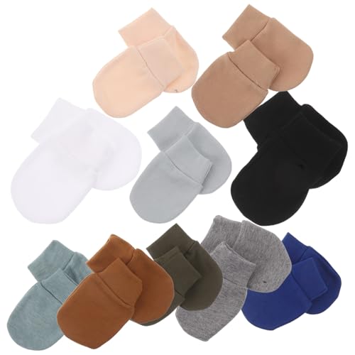 Ipetboom Manoplas Elásticas Antiarañazos para Bebés 10 Pares Transpirables y Cálidas, Mitones Suaves y Ajustados para Recién Nacidos, Cubiertas de Manos Multicolor Ideales para Clima Frío