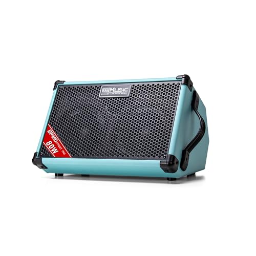 Image of Coolmusic BP40D Powered Acoustic Guitar Amplifier- Portable Bluetooth Speaker 80W W /Battery with Reverb Chorus Delay Effect, 6 Inputs,3 Band EQ, Blue