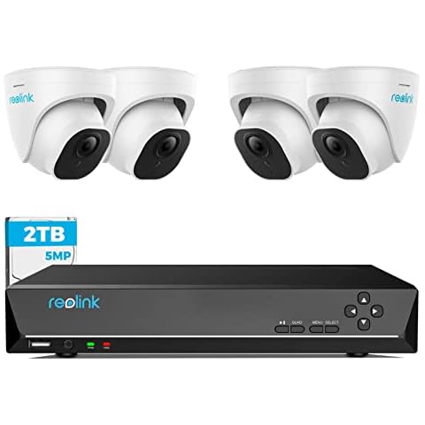 Reolink 5MP Überwachungskamera Set Outdoor, 4X 5MP PoE IP Dome Kamera Überwachung Aussen und 8CH 2TB HDD NVR für 24/7 Videoüberwachung, Personen-/Fahrzeugerkennung, Nachtsicht, RLK8-520D4-5MP Cover