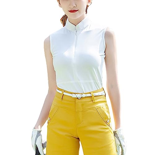 Chemise de golf pour femme polo sans manches stretch top tennis athlétique LANGWEI