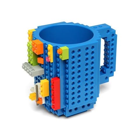 Gifts UK® DIY Creative Puzzle Building Brick Mug Build On Blocks Coffee Tea Cup Gift *UK Stock* (Blue) Cover