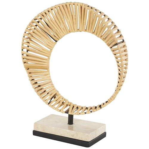 Escultura Decorativa Abstracta de Ratán con Base de Mármol Blanco miniatura 1