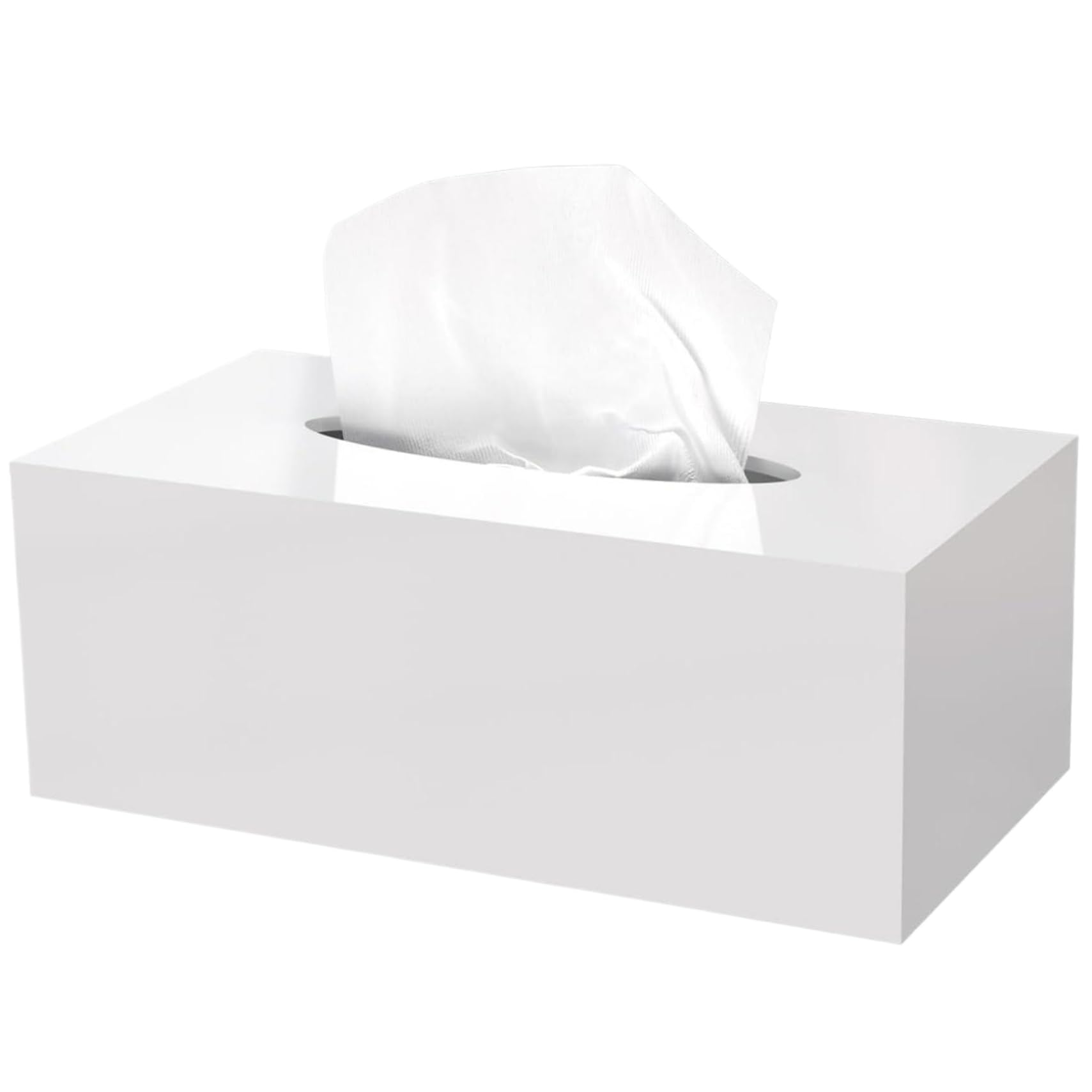 Bonalake Tissue Box Cover Rectangle Large Capacity Lightweight Acrylic Tissue Box Cover with Openable Bottom White Minimalist Holder for Home, Hotel, Restaurant Holder