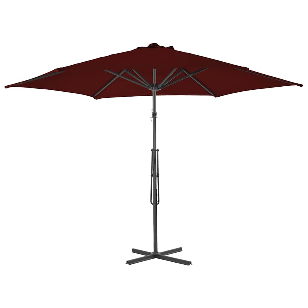 Generisch Parasol przeciwsłoneczny ze stalowym masztem, 300 x 230 cm, bordowy, odporny na promieniowanie UV, odporny na promieniowanie UV, obracany o 360 stopni, stabilny stojak, 6 żeber