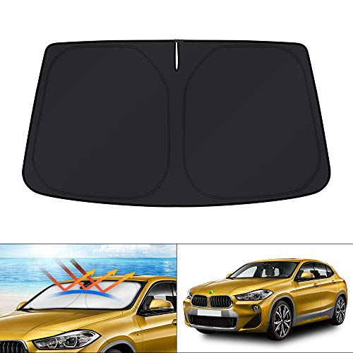 Image of KUST Windshield Sun Shade for 2018-2023 BMW X2 F39 Accessories Custom Fit Sunshade Window Sun Visor Protector Foldable Blocks UV Rays Keep Your Car Cooler