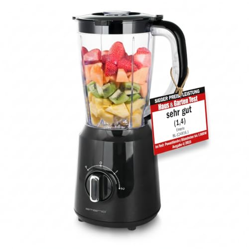 EMERIO Standmixer BPA frei Crush Ice Funktion 1.5l Behälter 2 Geschwindigkeiten + Pulse Funktion...