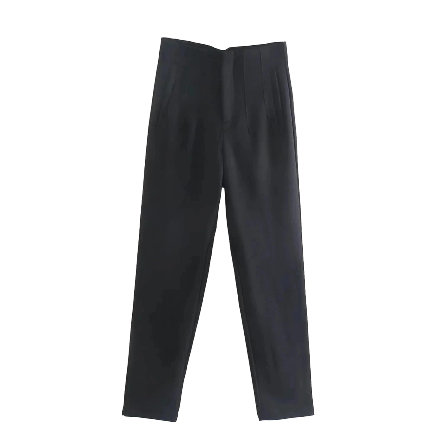 Woman Solid Trouser High Waist Slim Zipper Fly Long Pants Commute Office Lady Woman Pencil Pant Black XX-Large