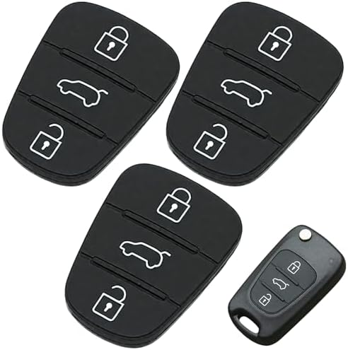 2-Pack 3-Button Car Key Rubber Buttons Replacement – Silicone Keypad ...