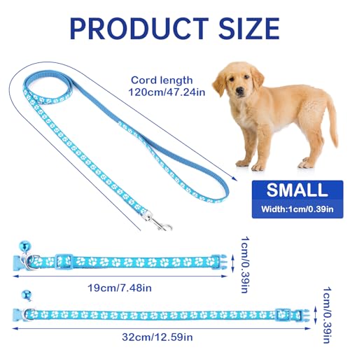 3-Pack-Puppy-Collar-and-Leashes-Dog-Collar-and-Leash-for-Small-Dogs-Pet-Cat-Kitten-Collar-and-Leashes-Adjustable-Training-Rope-Quick-Release-Paw-Print-Soft-Nylon-Pet-Collar