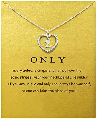 Heart Initial Necklace for Women Personalised Silver Necklace Letter A-Z Name Pendant a Necklaces CZ Jewelry Message Card Gifts for Girls