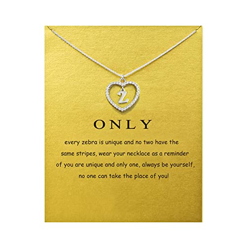 ZYAWP Heart Initial Necklace for Women Personalised Silver Necklace Letter A-Z Name Pendant a Necklaces CZ Jewelry Message Card Gifts for Girls, Copper, Cubic Zirconia