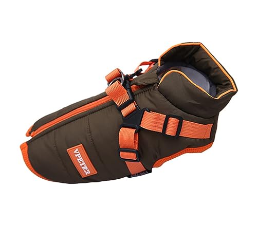 ICOUCHI ペット服 ダウンベスト風ジャケット 冬 犬洋服 コート 裏ボア 暖かい 防寒 ドッグウェア パーカー 小型犬 中型犬 保温 防風 防水 ふわふわ 冬服 ハーネス付き お散歩お出かけ (XL,グリーン)