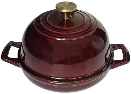 Image of La Cuisine Enameled Cast Iron Round Bread Dutch Oven for Sourdough Crusty Bread & High‑Heat Baking. Oven-Safe 550F /287C, Internal Matte Black Enamel Coating, 5 QT, Cranberry