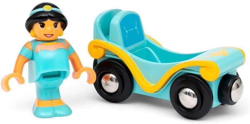 BRIO - 33359 Disney Princess Jasmine & Wagon | 2 Piece Toy Train for Kids Ages 3 and Up Multicolor